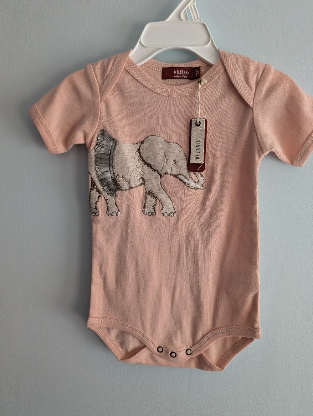 Milkbarn Pink Organic Elephant Bodysuit